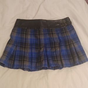 Abbey Dawn Black and Blue Checkered Mini Skirt